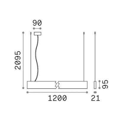 Ideal Lux - LED hanglamp aan kabel STEEL LED/29W/230V 3000K CRI 90 120 cm zwart