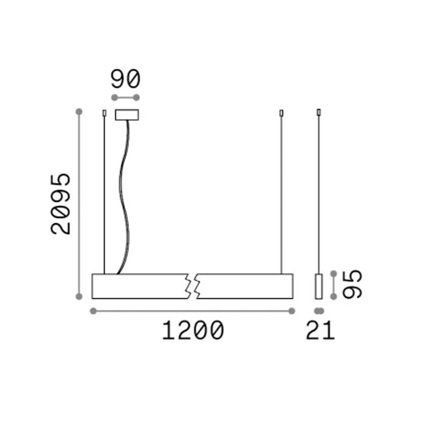 Ideal Lux - LED hanglamp aan kabel STEEL LED/29W/230V 3000K CRI 90 120 cm zwart