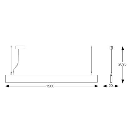 Ideal Lux - LED-hanglamp aan kabel STEEL LED/29W/230V 4000K CRI 90 120 cm zwart