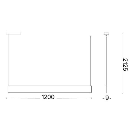 Ideal Lux - LED-hanglamp met kabel STEEL LED/24W/230V 3000K CRI 90 120 cm zwart