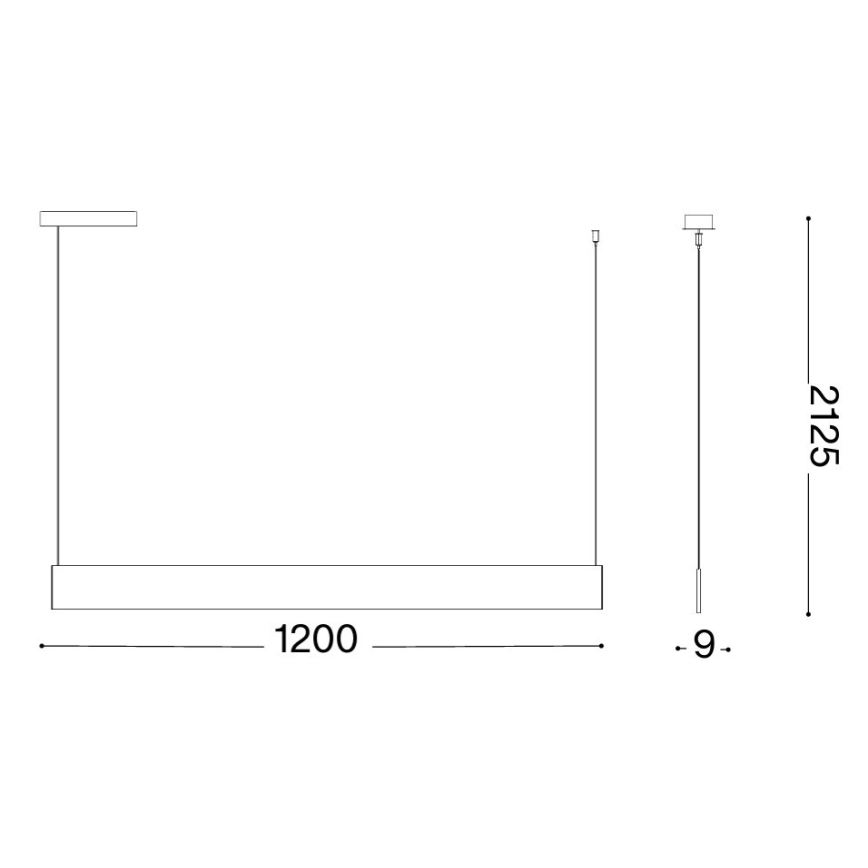 Ideal Lux - LED-hanglamp met kabel STEEL LED/24W/230V 3000K CRI 90 120 cm zwart