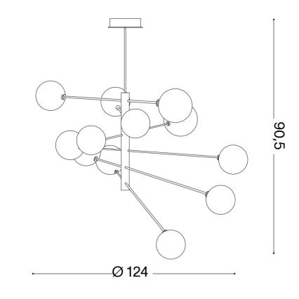 Ideal Lux - LED Hanglamp met vaste pendel EQUINOXE 12xG4/2W/230V diameter 124 cm messing/doorzichtig