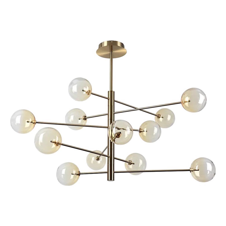Ideal Lux - LED Hanglamp met vaste pendel EQUINOXE 12xG4/2W/230V diameter 128,1 cm messing/gerookt