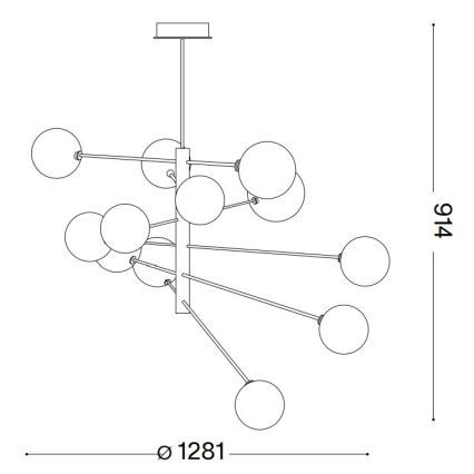 Ideal Lux - LED Hanglamp met vaste pendel EQUINOXE 12xG4/2W/230V diameter 128,1 cm messing/gerookt