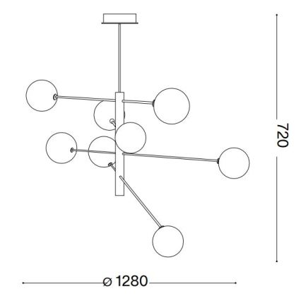 Ideal Lux - LED Hanglamp met vaste pendel EQUINOXE 8xG4/2W/230V diameter 128 cm glanzend chroom/gerookt