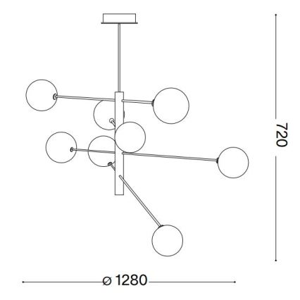 Ideal Lux - LED Hanglamp met vaste pendel EQUINOXE 8xG4/2W/230V diameter 128 cm glanzend chroom/gerookt