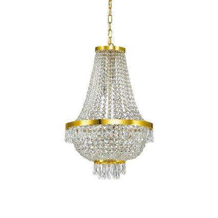Ideal Lux - LED Kristallen hanglamp aan een ketting CAESAR 9xG9/3W/230V diameter 45 cm goud