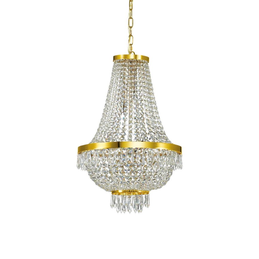 Ideal Lux - LED Kristallen hanglamp aan een ketting CAESAR 9xG9/3W/230V diameter 45 cm goud