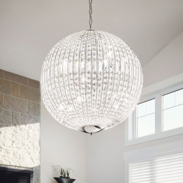 Ideal Lux - LED Kristallen hanglamp aan een ketting LUXOR 8xG9/3W/230V diameter 50 cm doorzichtig