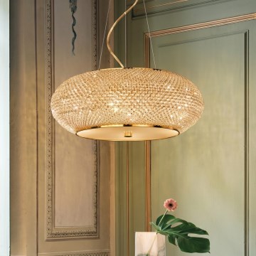 Ideal Lux - LED kristallen kroonluchter aan kabel PASHA 14xE14/40W/230V Ø 65 cm goud