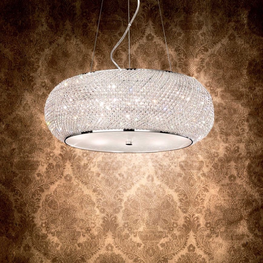 Ideal Lux - LED-kristallen kroonluchter aan kabel PASHA 14xE14/40W/230V Ø 65 cm glanzend chroom
