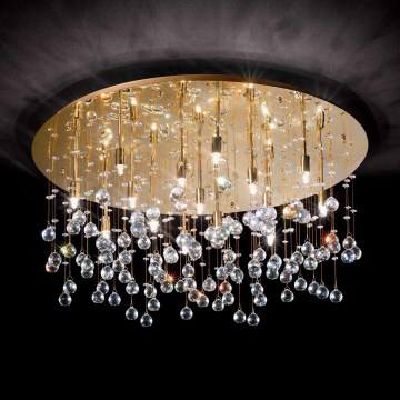 Ideal Lux - LED Kristallen plafondlamp MOONLIGHT 15xG9/3W/230V diameter 80 cm goud