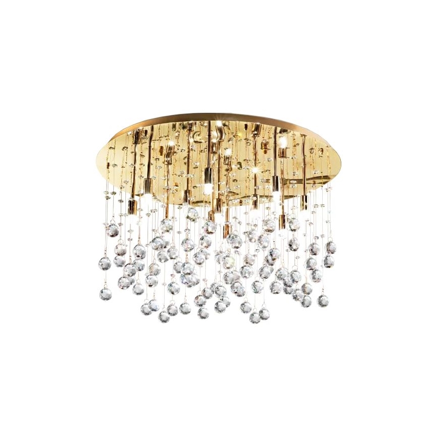 Ideal Lux - LED Kristallen plafondlamp MOONLIGHT 15xG9/3W/230V diameter 80 cm goud