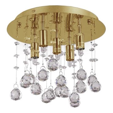 Ideal Lux - LED Kristallen plafondlamp MOONLIGHT 5xG9/3W/230V diameter 26 cm goud