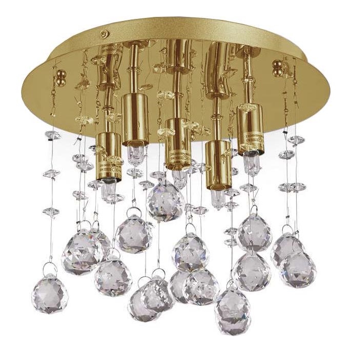 Ideal Lux - LED Kristallen plafondlamp MOONLIGHT 5xG9/3W/230V diameter 26 cm goud