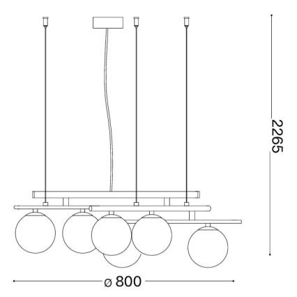 Ideal Lux - LED-kroonluchter aan kabel ATLAS 6xG9/3W/230V zwart