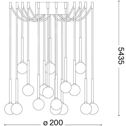 Ideal Lux - LED-kroonluchter aan kabel LUCCIOLA 16xLED/16W/230V CRI 90 spidermodel zwart