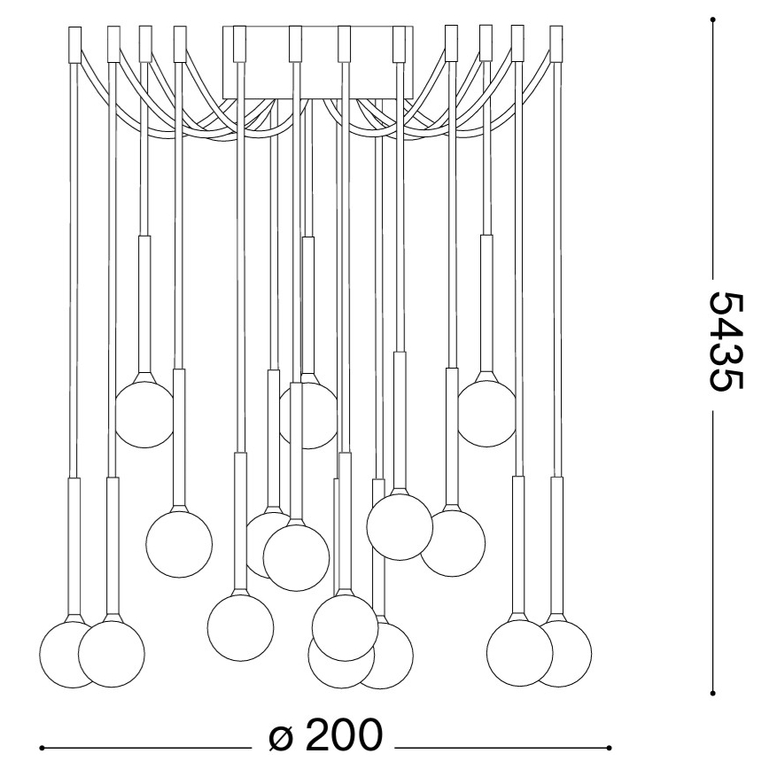 Ideal Lux - LED-kroonluchter aan kabel LUCCIOLA 16xLED/16W/230V CRI 90 spidermodel zwart