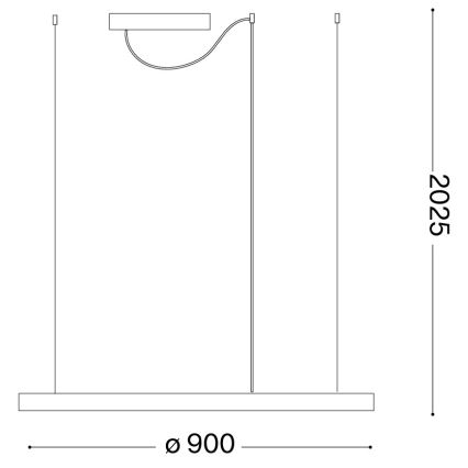 Ideal Lux - LED-kroonluchter aan kabel ORACLE SLIM LED/53W/230V 3000K CRI 90 Ø 90 cm goud