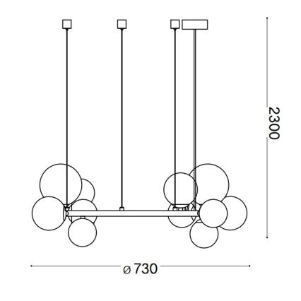 Ideal Lux - LED-kroonluchter aan kabel PERLAGE 11xG9/3W/230V Ø 73 cm goud/rookbeige