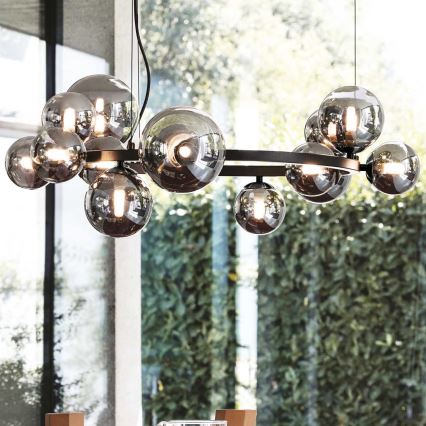 Ideal Lux - LED-kroonluchter aan kabel PERLAGE 11xG9/3W/230V Ø 73 cm zwart/rookzwart