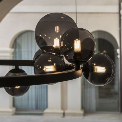 Ideal Lux - LED-kroonluchter aan kabel PERLAGE 11xG9/3W/230V Ø 73 cm zwart/rookzwart