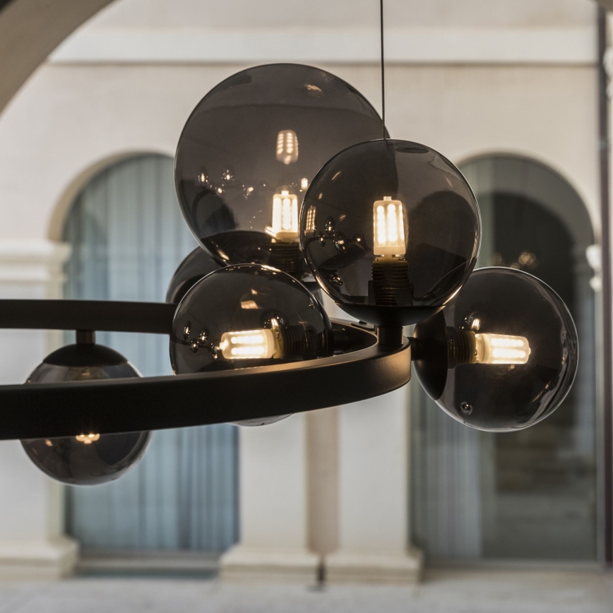 Ideal Lux - LED-kroonluchter aan kabel PERLAGE 11xG9/3W/230V Ø 73 cm zwart/rookzwart