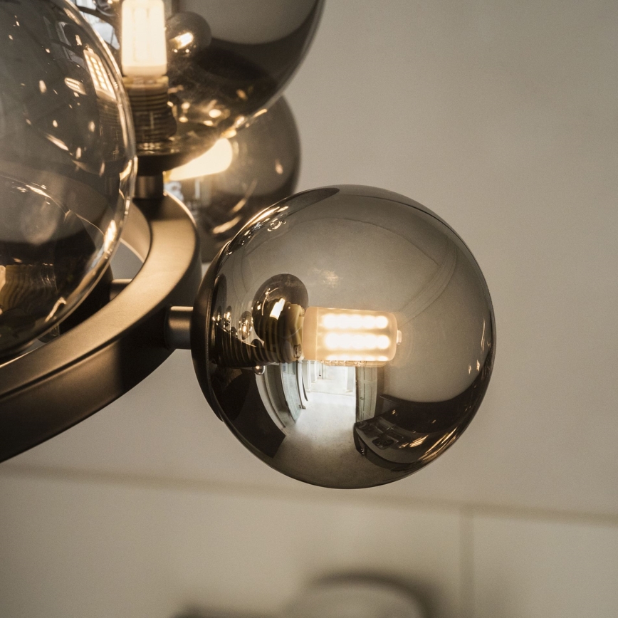 Ideal Lux - LED-kroonluchter aan kabel PERLAGE 11xG9/3W/230V Ø 73 cm zwart/rookzwart