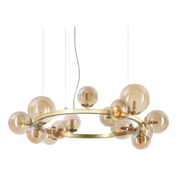 Ideal Lux - LED-kroonluchter aan kabel PERLAGE 14xG9/3W/230V Ø 85 cm goud/rookbeige