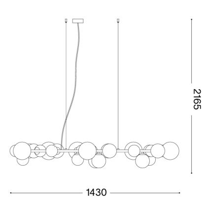 Ideal Lux - LED-kroonluchter aan kabel PERLAGE 30xG9/3W/230V 143 cm goud/wit