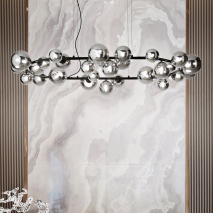 Ideal Lux - LED-kroonluchter aan kabel PERLAGE 30xG9/3W/230V 143 cm zwart/rookzwart