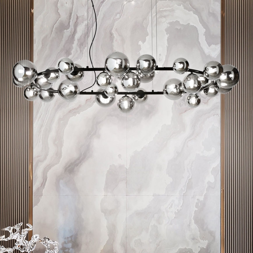 Ideal Lux - LED-kroonluchter aan kabel PERLAGE 30xG9/3W/230V 143 cm zwart/rookzwart