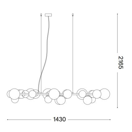 Ideal Lux - LED-kroonluchter aan kabel PERLAGE 30xG9/3W/230V 143 cm zwart/rookzwart