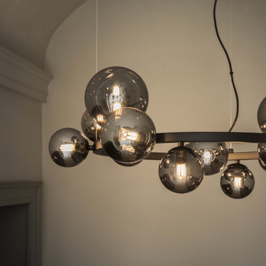 Ideal Lux - LED-kroonluchter aan kabel PERLAGE 30xG9/3W/230V 143 cm zwart/rookzwart