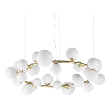 Ideal Lux - LED-kroonluchter met kabel PERLAGE 25xG9/3W/230V 110 cm goud/wit