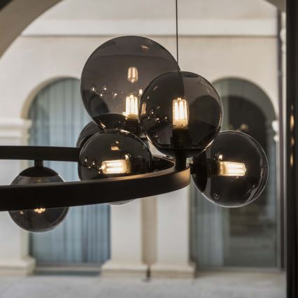 Ideal Lux - LED-kroonluchter met kabel PERLAGE 25xG9/3W/230V 110 cm zwart/rookzwart