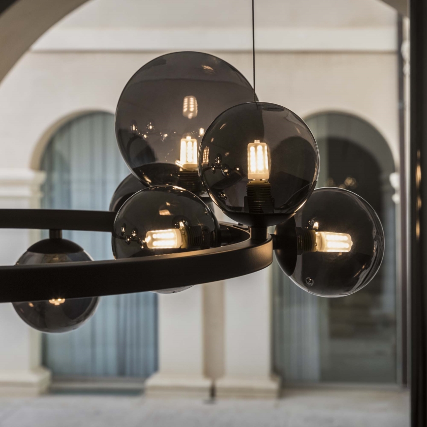 Ideal Lux - LED-kroonluchter met kabel PERLAGE 25xG9/3W/230V 110 cm zwart/rookzwart