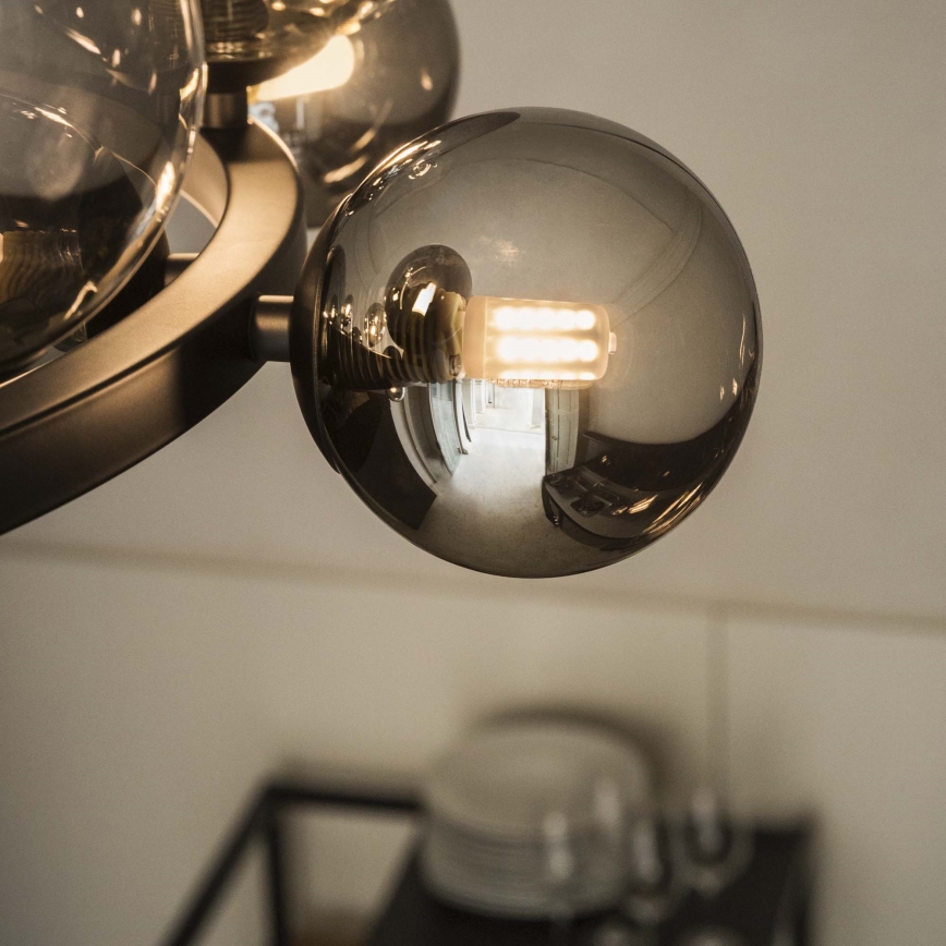 Ideal Lux - LED-kroonluchter met kabel PERLAGE 25xG9/3W/230V 110 cm zwart/rookzwart