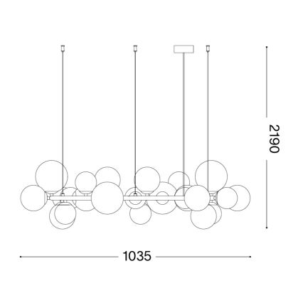 Ideal Lux - LED-kroonluchter met kabel PERLAGE 25xG9/3W/230V 110 cm zwart/rookzwart
