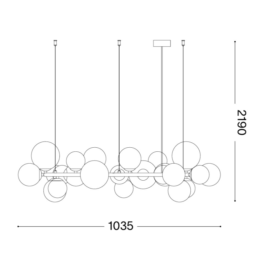 Ideal Lux - LED-kroonluchter met kabel PERLAGE 25xG9/3W/230V 110 cm zwart/rookzwart