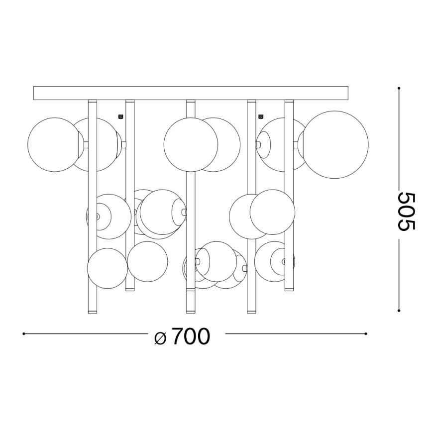 Ideal Lux - LED-kroonluchter met stang PERLAGE 18xG9/3W/230V diam. 70 cm zwart/rookzwart