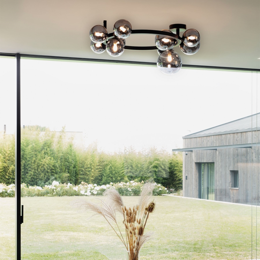 Ideal Lux - LED opbouwkroonluchter PERLAGE 10xG9/3W/230V Ø70 cm zwart/rookzwart