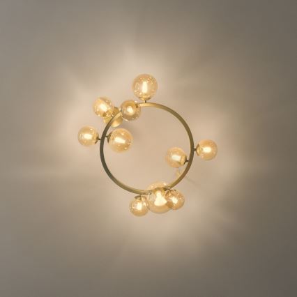 Ideal Lux - LED-plafonnière PERLAGE 10xG9/3W/230V Ø70 cm goud/rookbeige