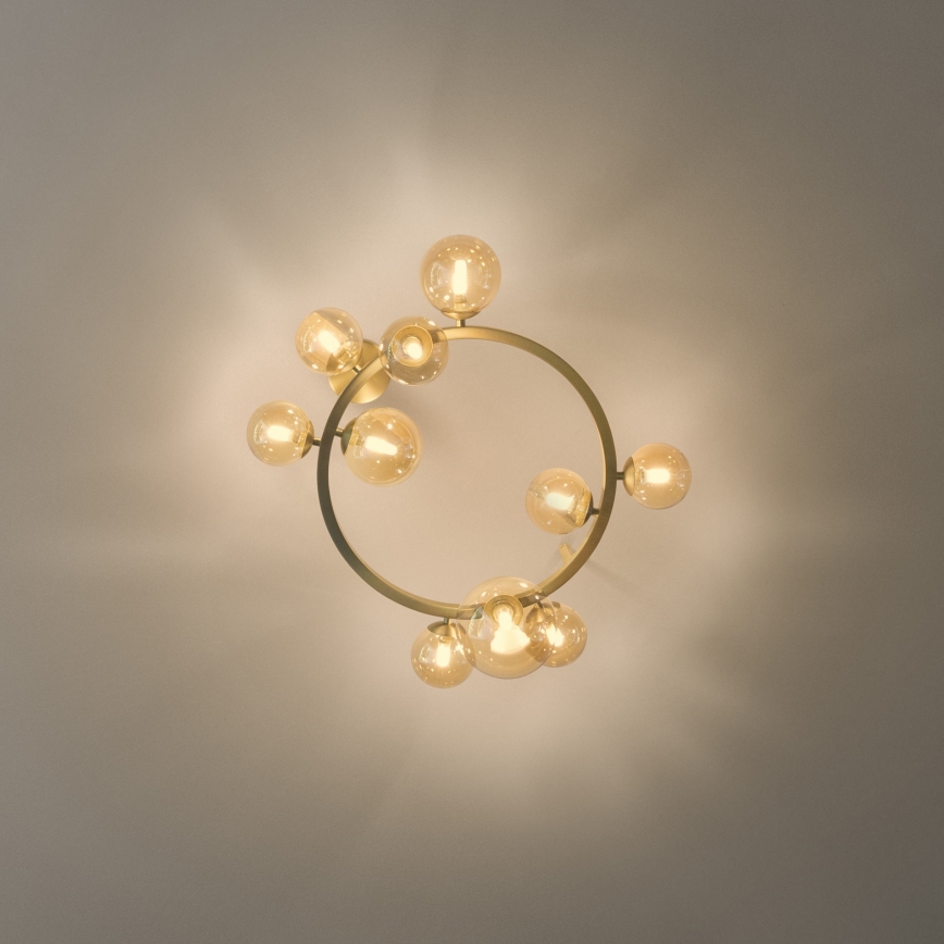 Ideal Lux - LED-plafonnière PERLAGE 10xG9/3W/230V Ø70 cm goud/rookbeige