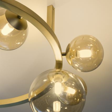 Ideal Lux - LED-plafonnière PERLAGE 10xG9/3W/230V Ø70 cm goud/rookbeige