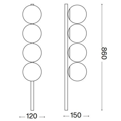 Ideal Lux - LED Plafondlamp BINOMIO 4xG9/3W/230V goud