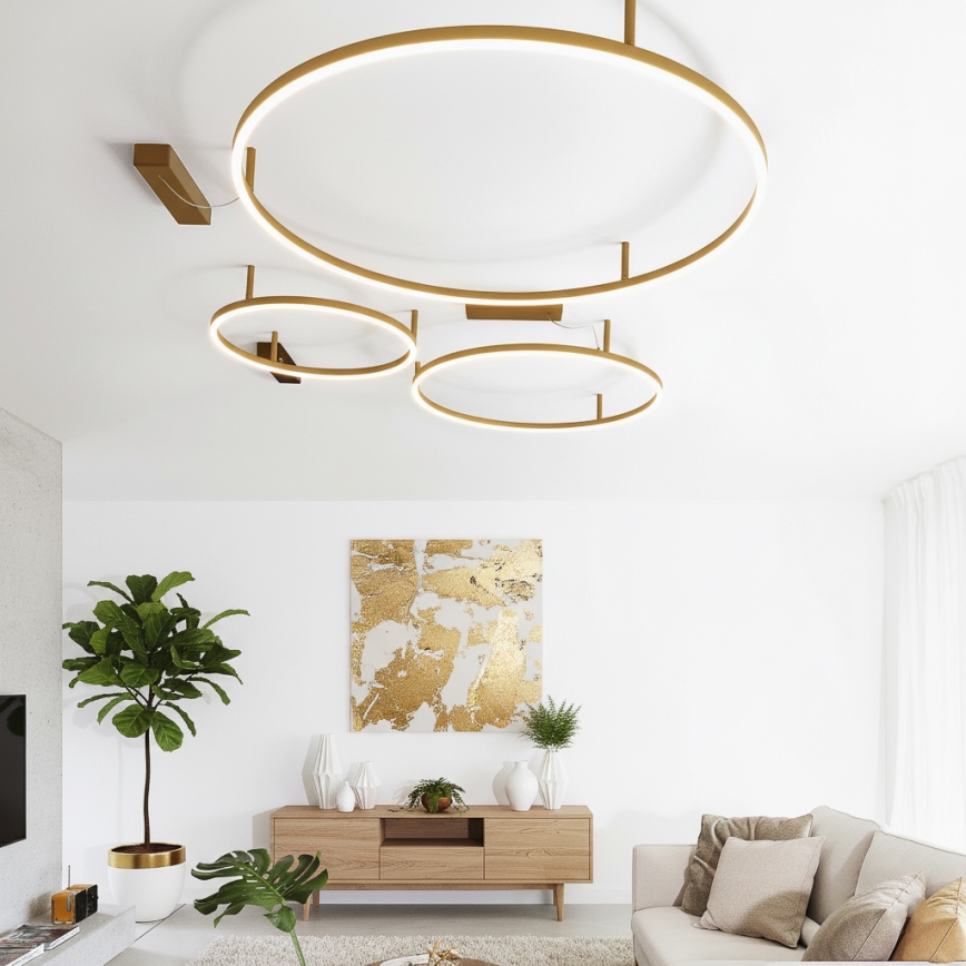 Ideal Lux - LED plafondlamp ORACLE SLIM LED/37W/230V 3000K CRI 90 Ø 70 cm goud