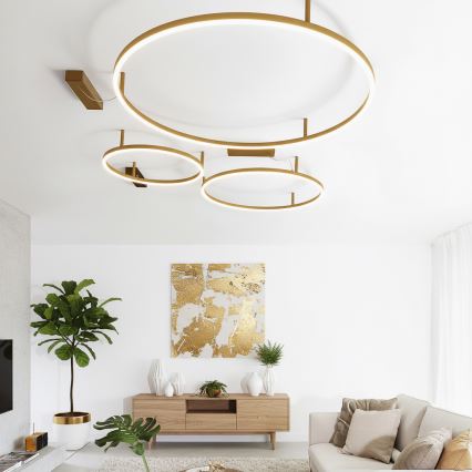 Ideal Lux - LED plafondlamp ORACLE SLIM LED/81W/230V 3000K CRI 90 Ø 150 cm goudkleurig