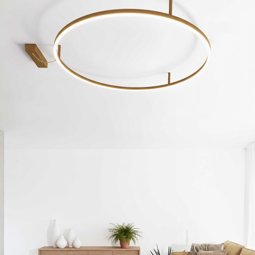 Ideal Lux - LED plafondlamp ORACLE SLIM LED/81W/230V 3000K CRI 90 Ø 150 cm goudkleurig