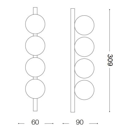 Ideal Lux - LED Plafondlamp PING PONG 4xLED/3W/230V CRI 90 zwart